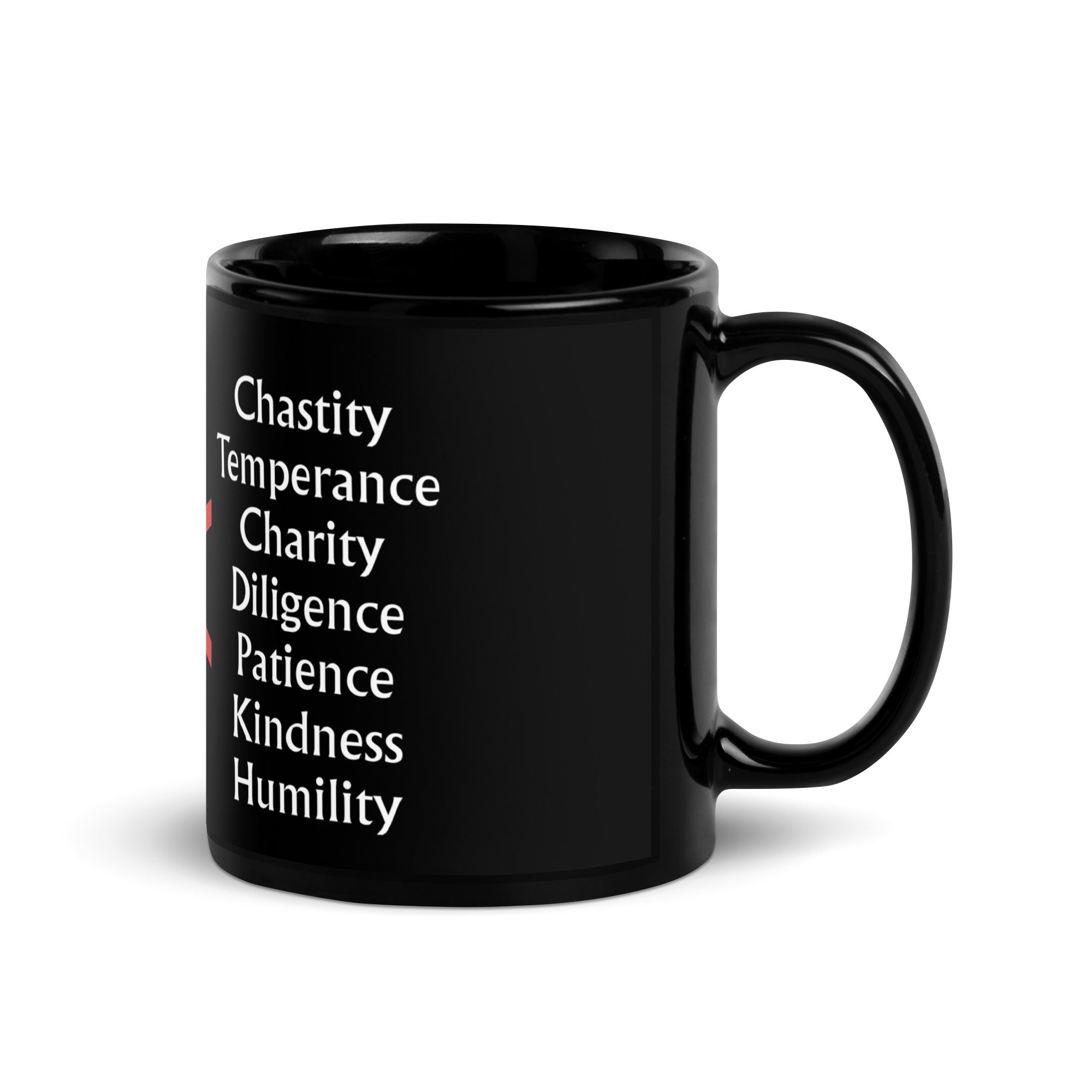 7 Sins < 7 Virtues Black Glossy Mug
