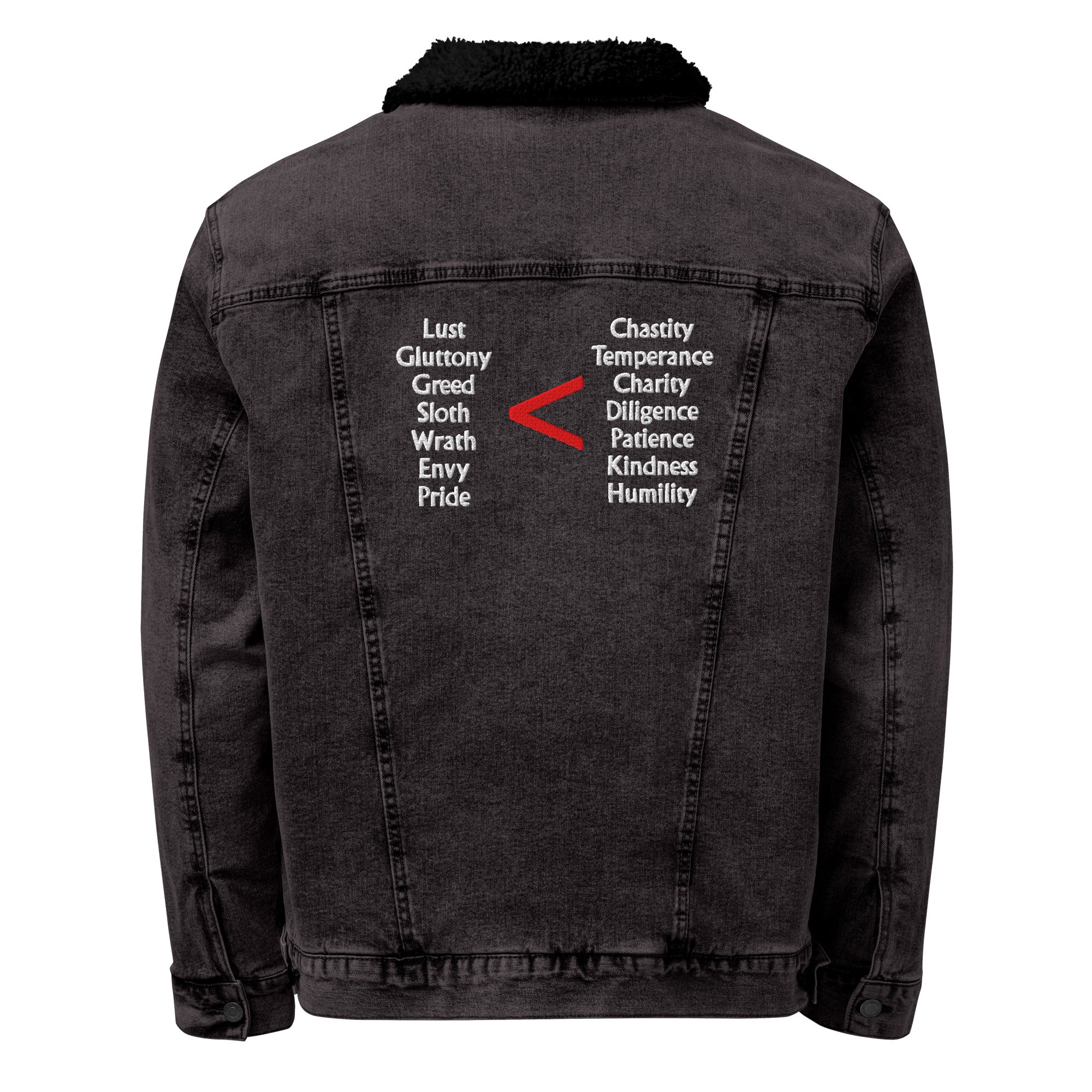 Me < God  Denim Sherpa Jacket