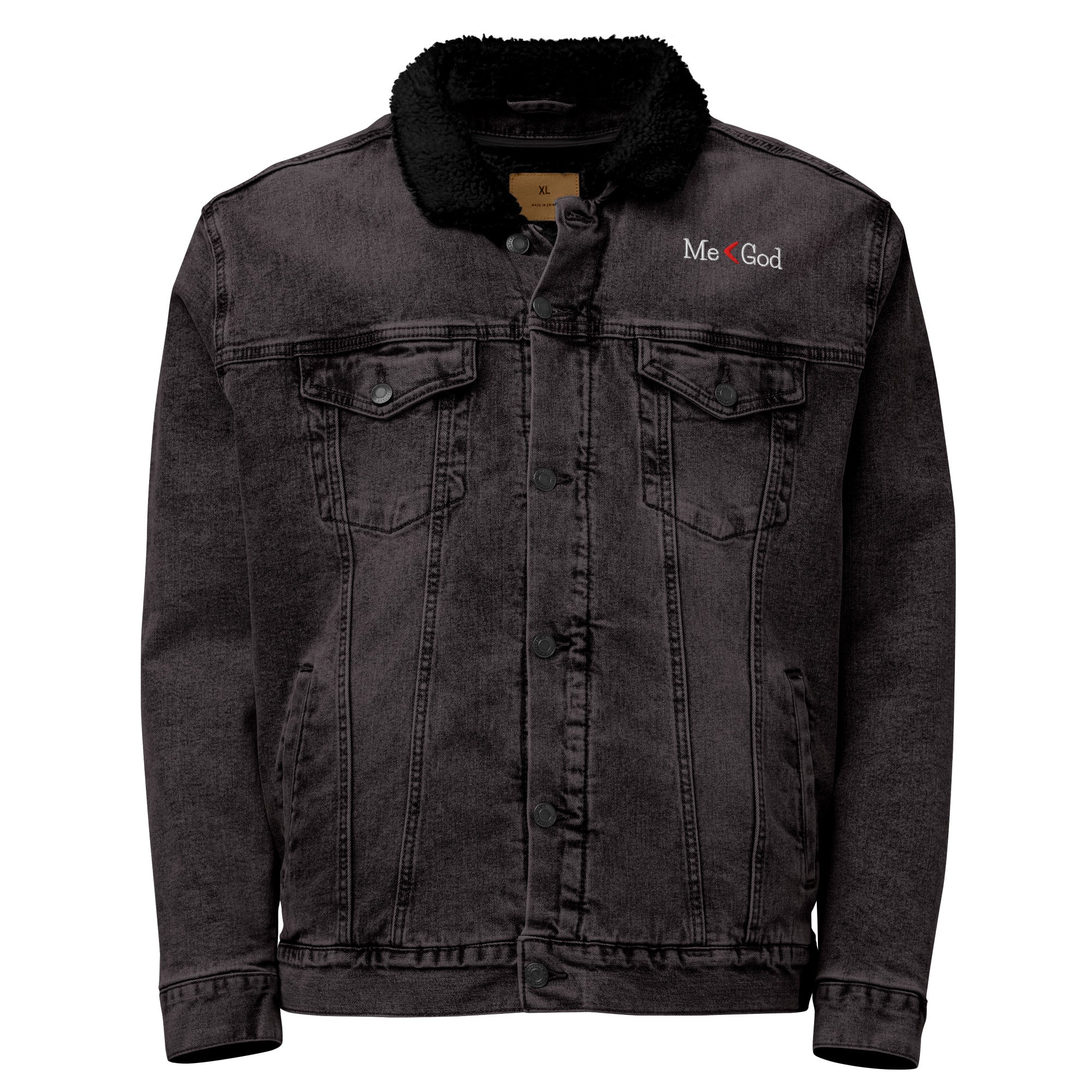 Me < God  Denim Sherpa Jacket